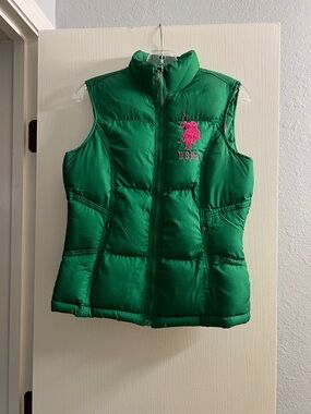 U.S. Polo Assn. Dark Green Jacket with Pink Trim